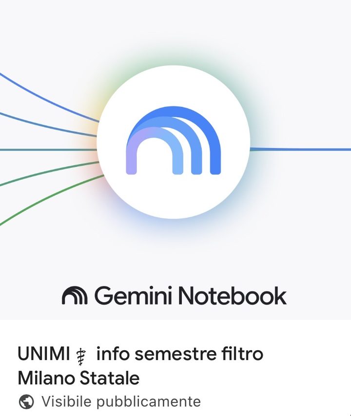 Gemini Notebook: UNIMI info semestre filtro Milano Statale