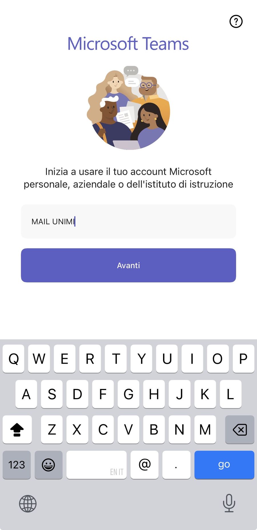Accesso a Microsoft Teams con la mail Unimi