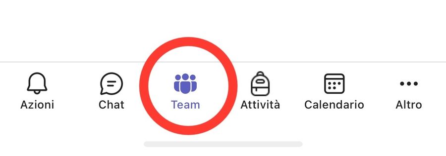 Barra di Microsoft Teams: seleziona Team